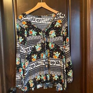 {Miin} boutique brand boho floral blouse